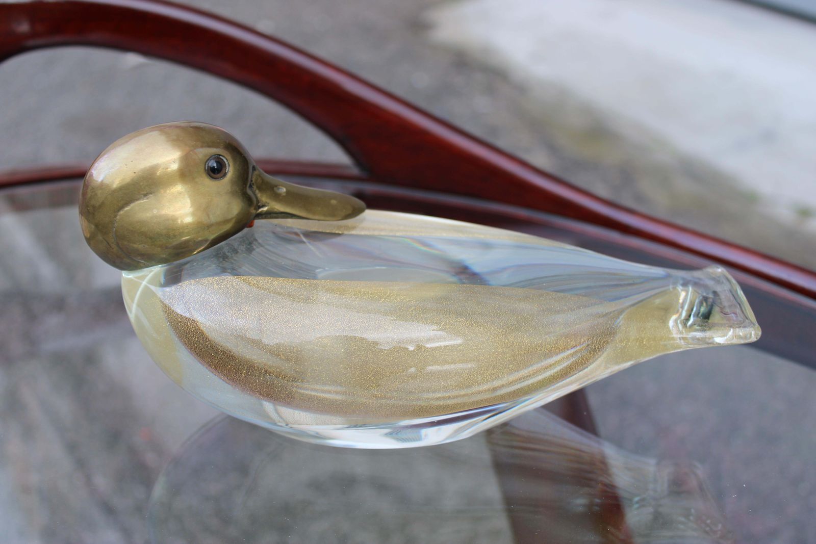 Duck In Murano Glass La Murrina And Brass Italian Design 1970 Gold Dust photo vinterior