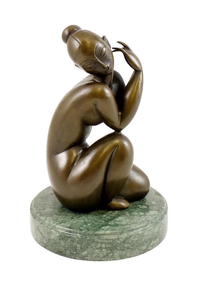 Art Deco Brown Patinated Bronze Female Nude Sculpture photo buy