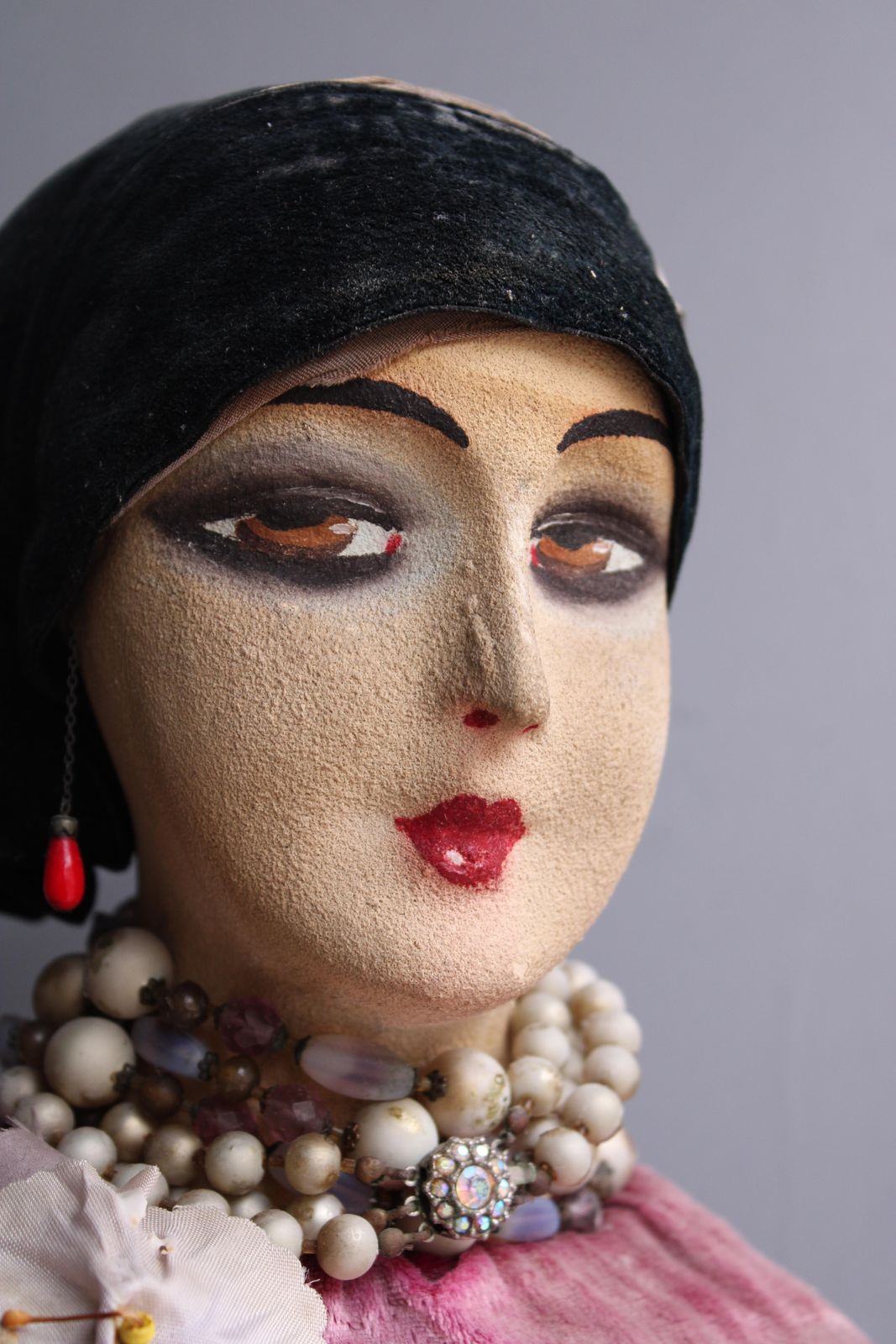 Papier Mâché And Fabric Bust Depicting An Elegant Woman Art Deco France 1920s photo vintage