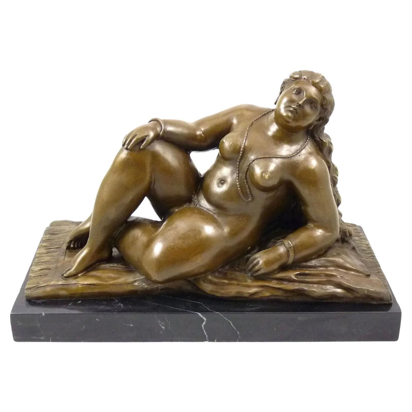 Sculpture Woman At The Beach In Bronze, Contemporary Style, 20th Century