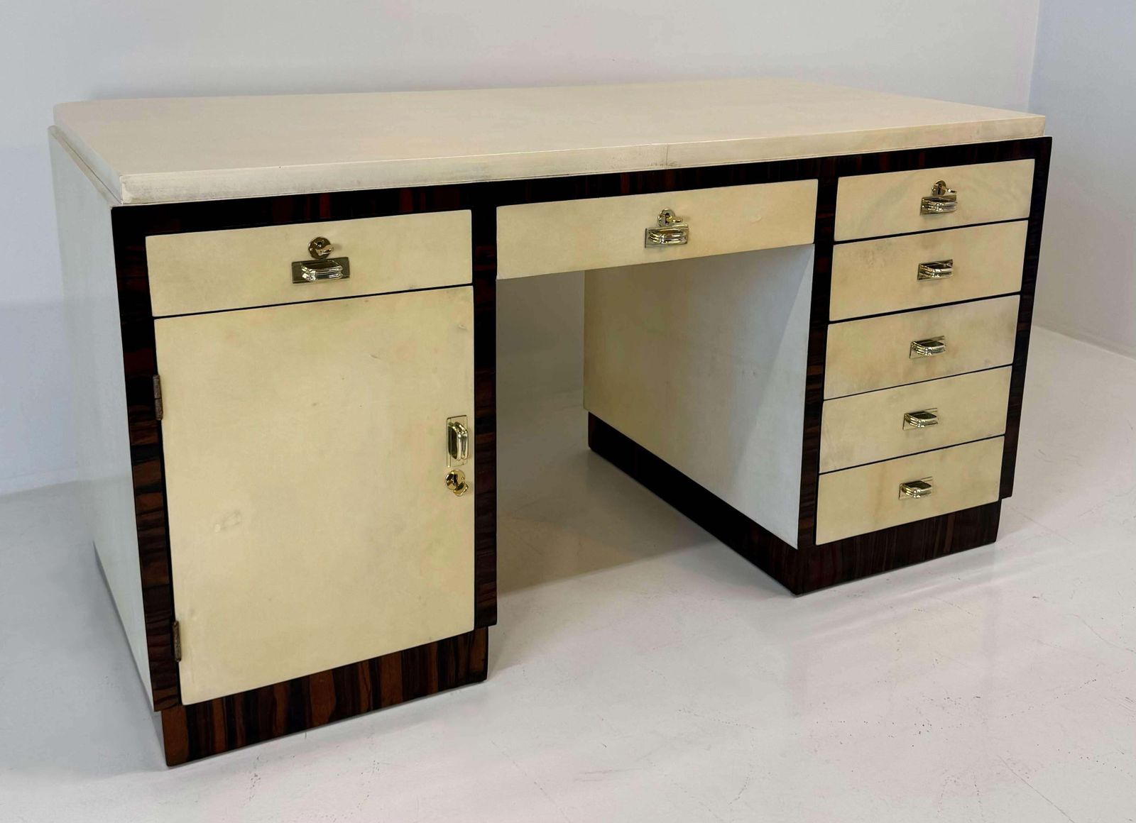 Italian Art Deco Parchment Desk In The Style Of Borsani, 1940s photo Furniture