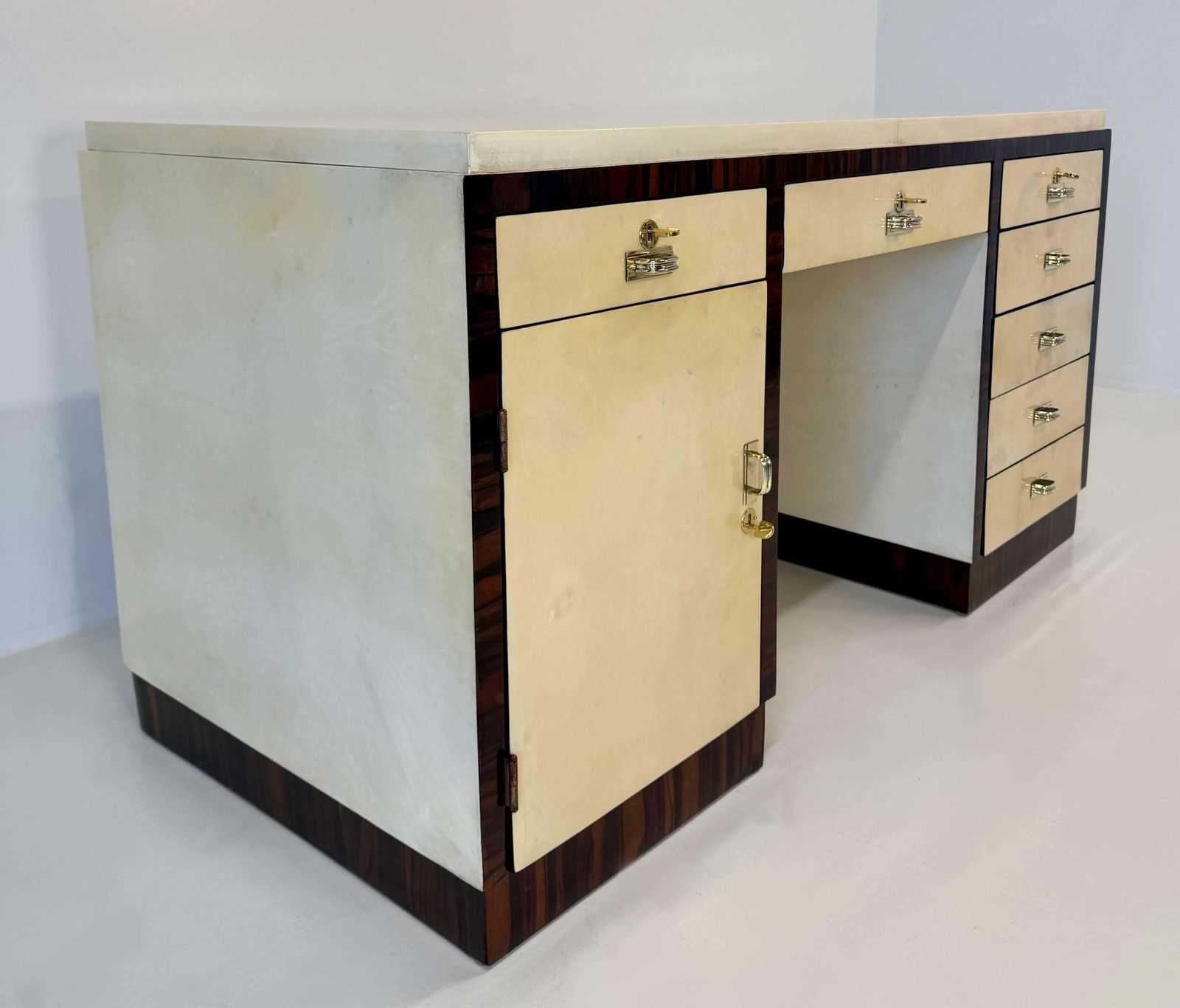 Italian Art Deco Parchment Desk In The Style Of Borsani, 1940s photo 12964.0