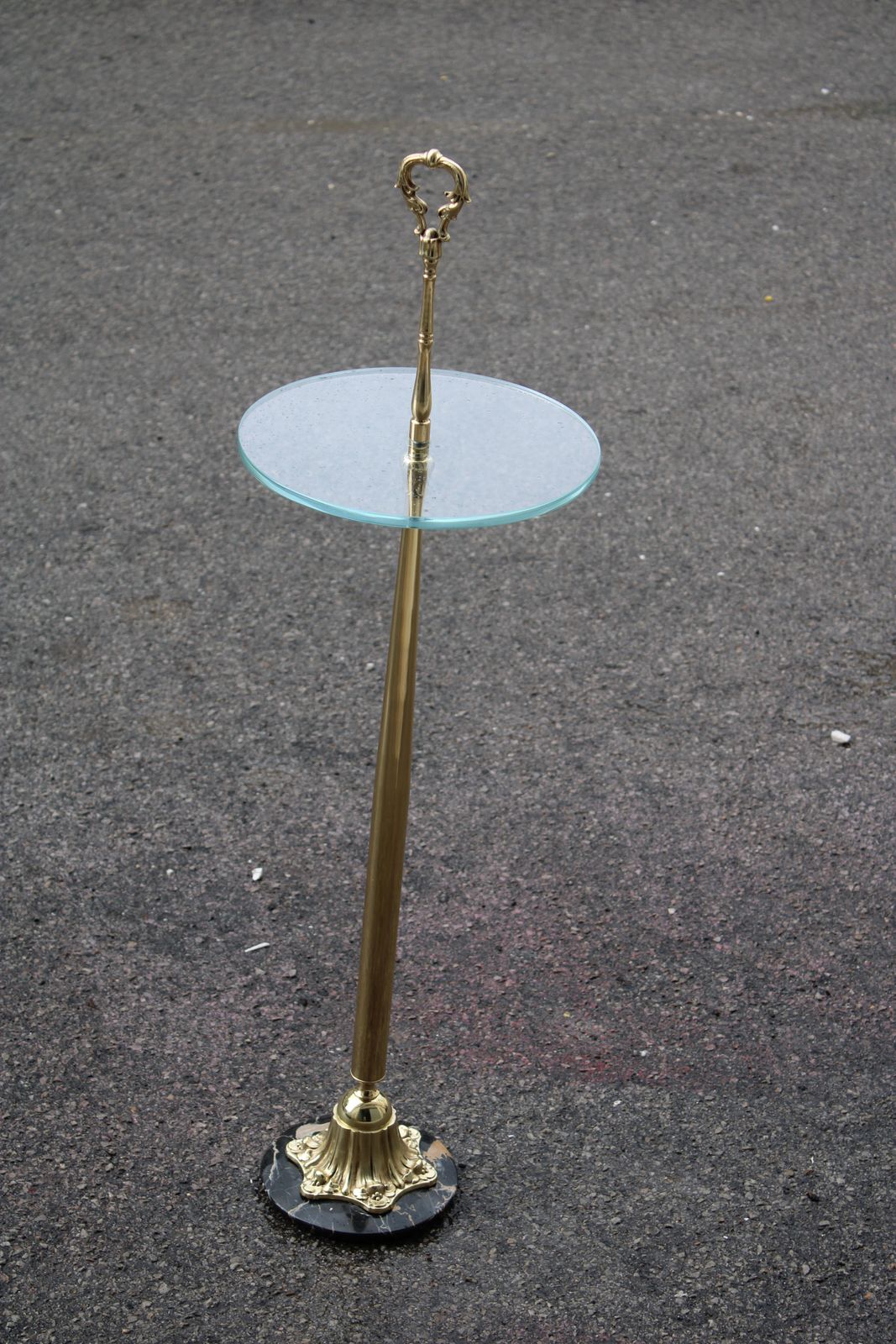 1950s Italian Gueridon In Brass Glass And Portoro Marble photo furniture