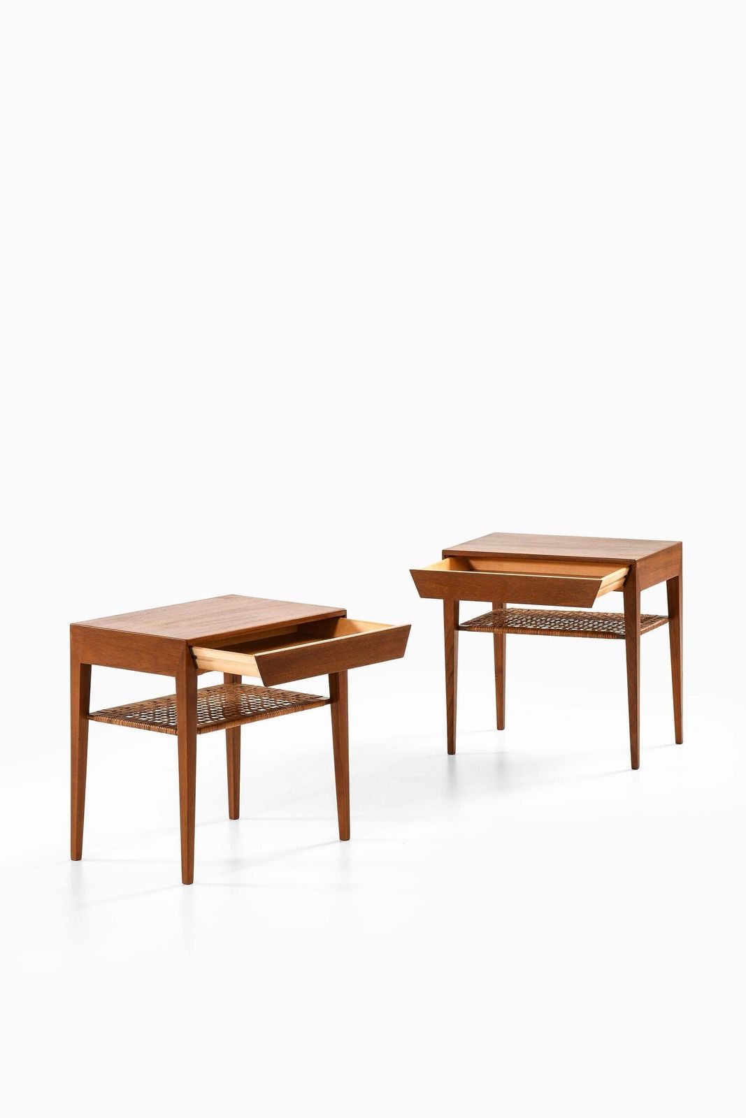 Set Of 2 Bedside Tables In Cane And Teak By Severin Hansen, 1950s photo for sale