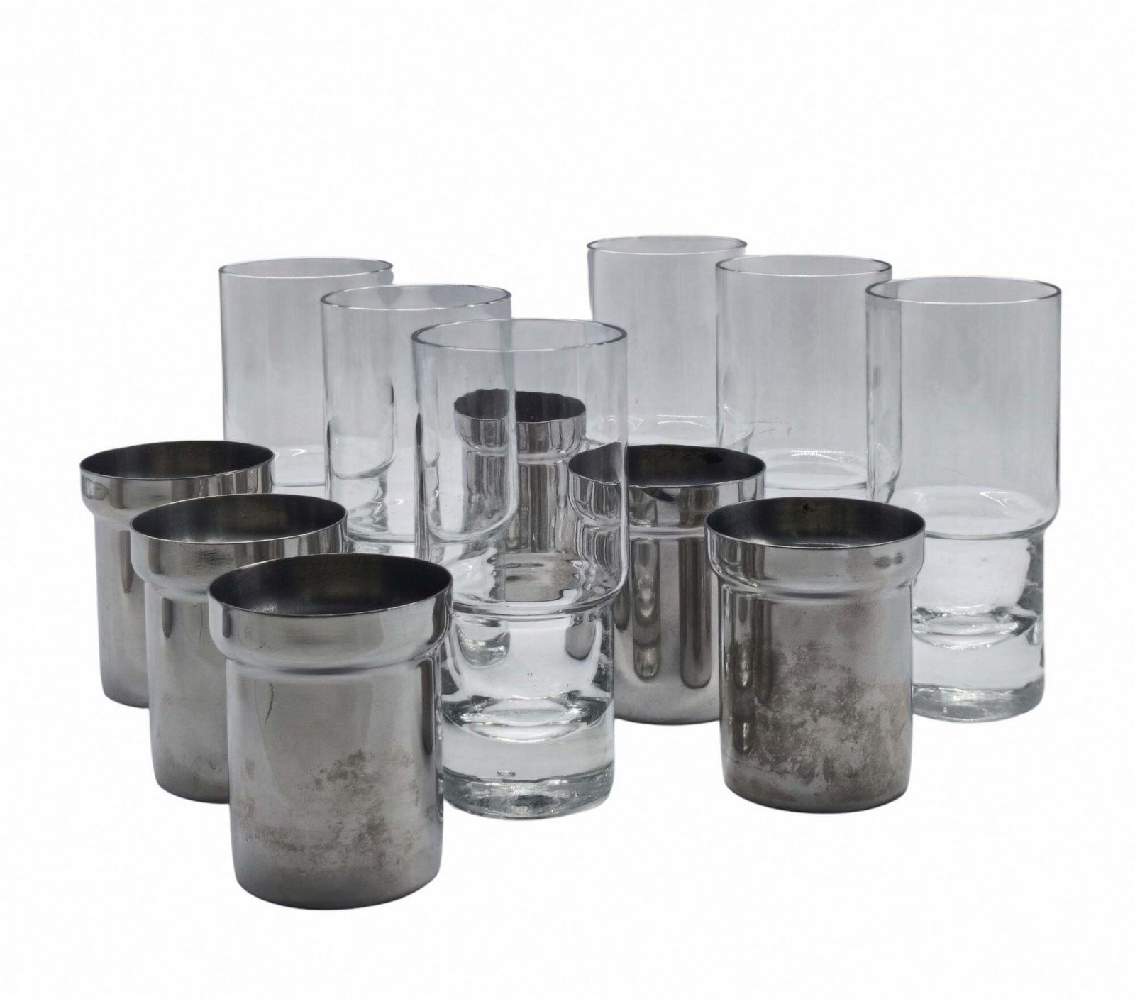 Pran Stainless Steel Shaker And 6 Glasses Set, Italy 1970s photo buy