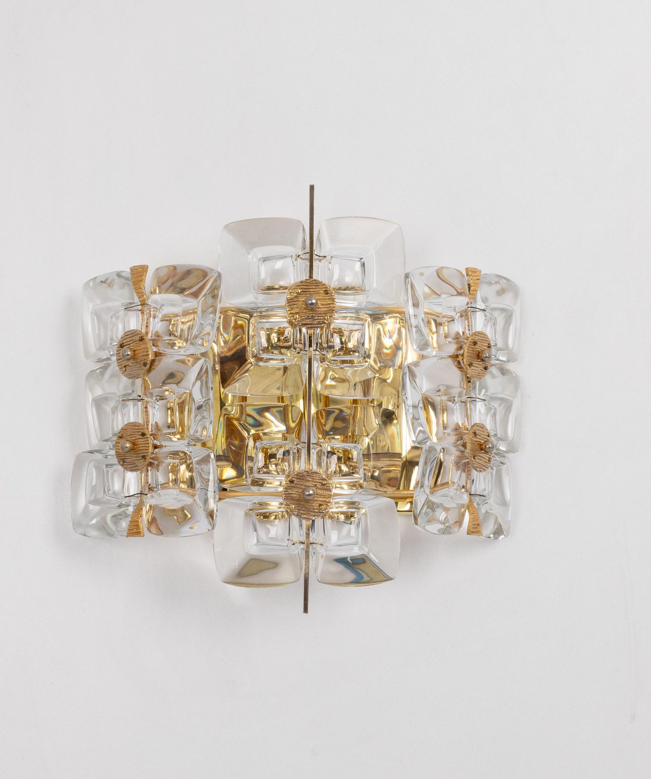 Pair Of Golden Gilded Brass And Crystal Sconces By Palwa, Germany, 1960s photo furniture