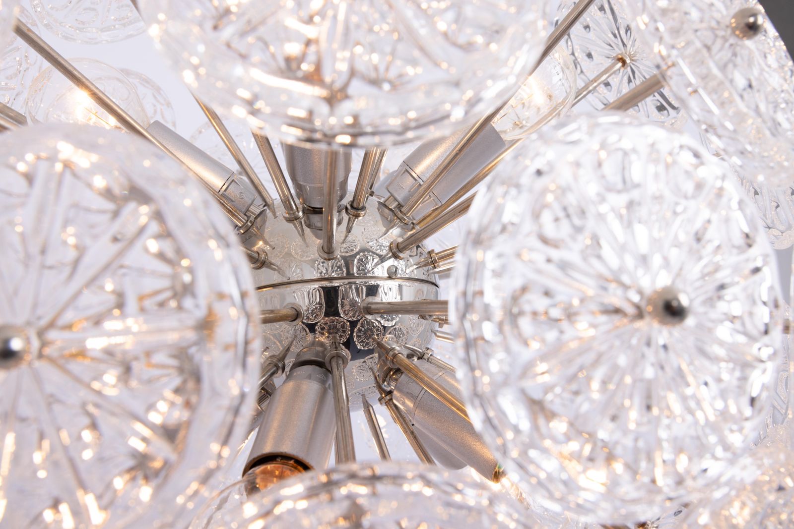 Stunning Floral Chrome Sputnik Chandelier, Germany, 1960s photo vinterior