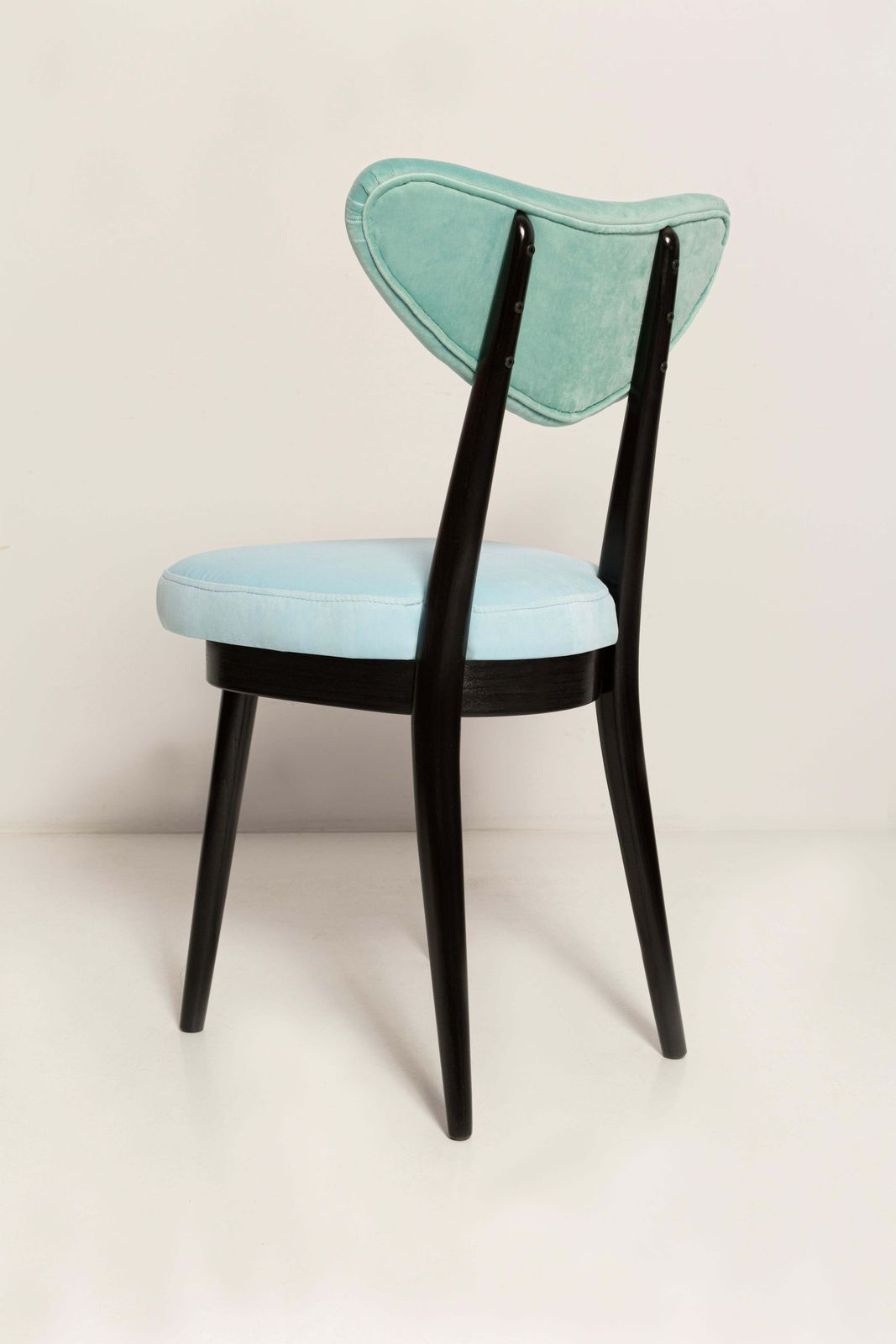 Set Of Eight Mid Century Green And Blue Mixed Velvet Heart Chairs, Europe, 1960s photo buy
