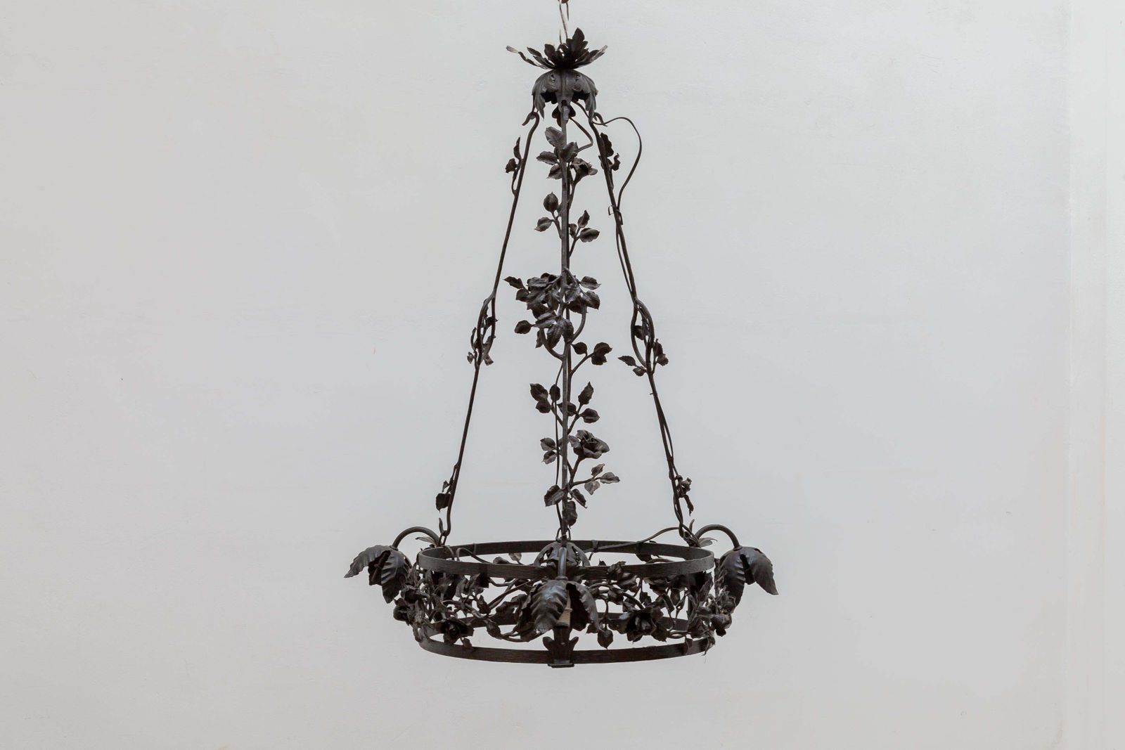 Chandelier Wrought Iron Flowers, Art Deco, 1930s, Belgium photo furniture
