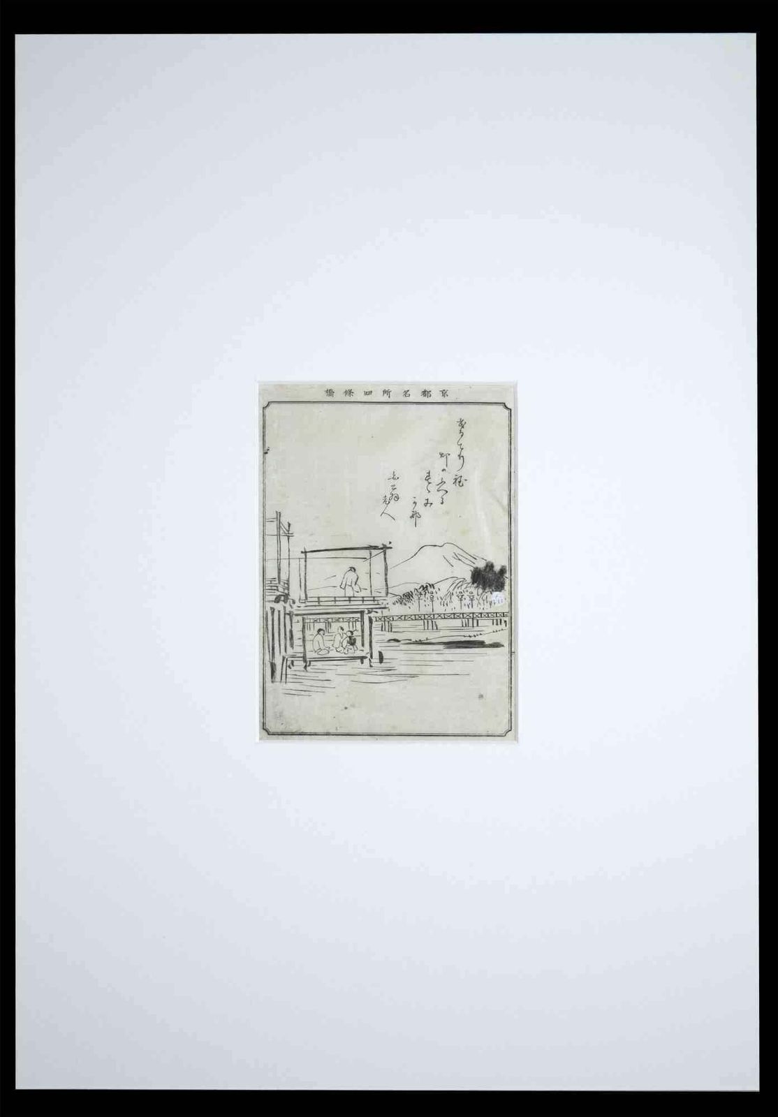 Unknownkyoto – View Of A Riverside Pavilion And Bridge   Drawing   19th Century19th Century photo furniture