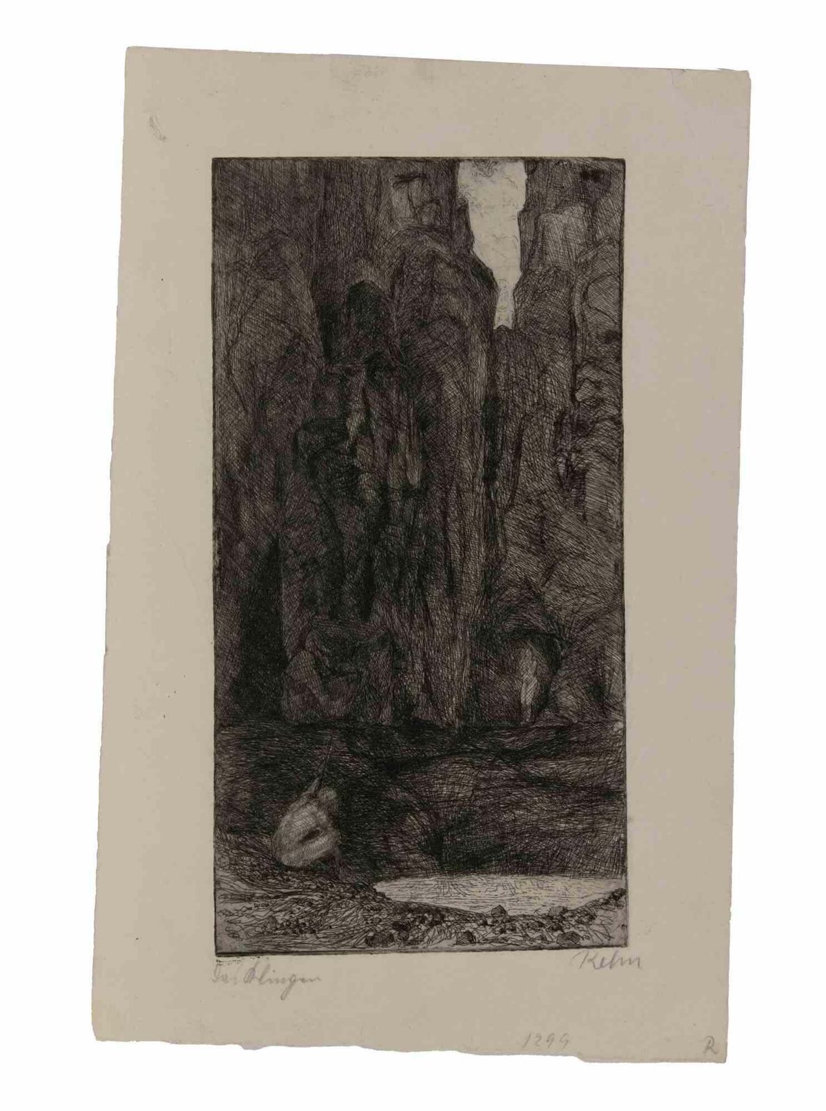 Walter Richard Rehnder Abgrund (The Abyss)   Etching By W.R. Rehn   18991899 photo furniture