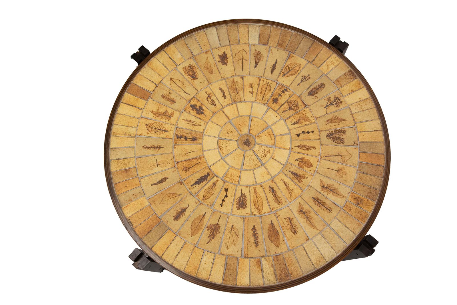 French Round Coffee Table Herbarium Vallauris Faience Top By Roger Capron photo 3129.0