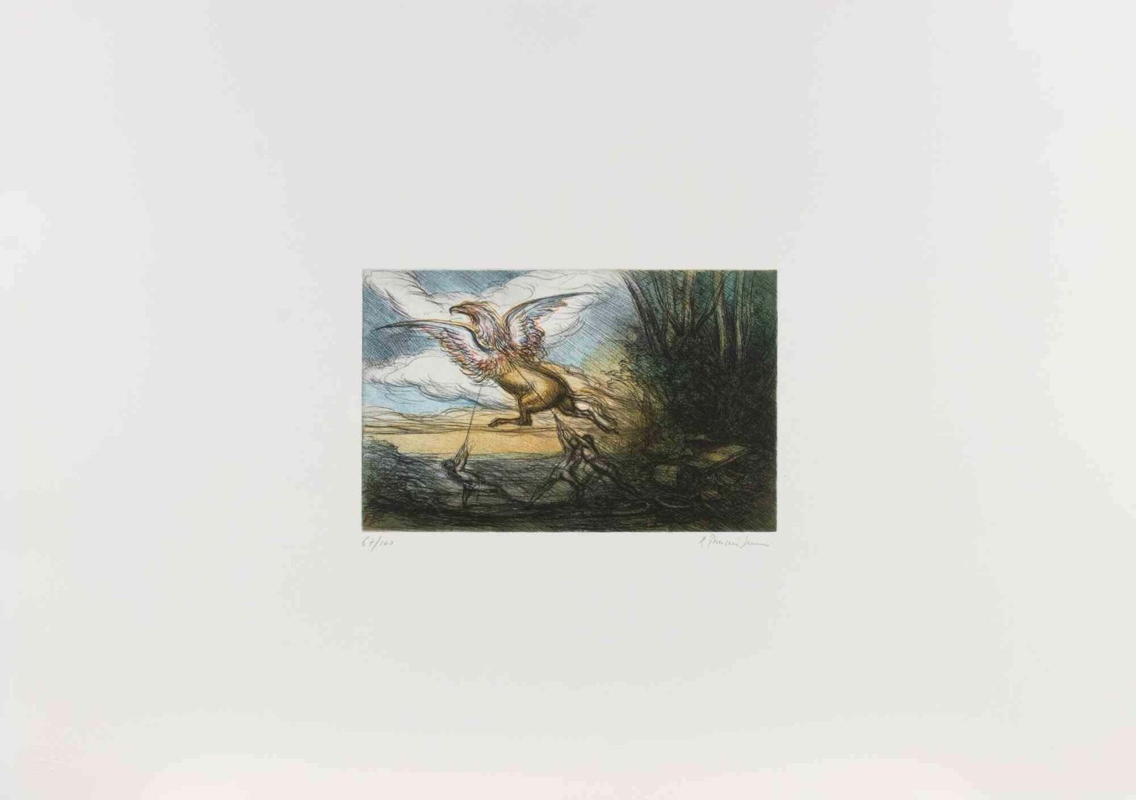 Riccardo Tommasi Ferronithe Capture Of The Griffin   Etching By Tommasi Ferroni   1970s1970s
