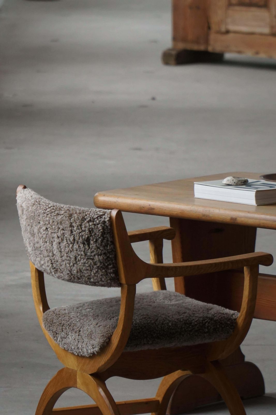 "Kurul" Armchair In Oak & Lambswool, Henning Kjærnulf, Mid Century Modern, 1960s photo buy