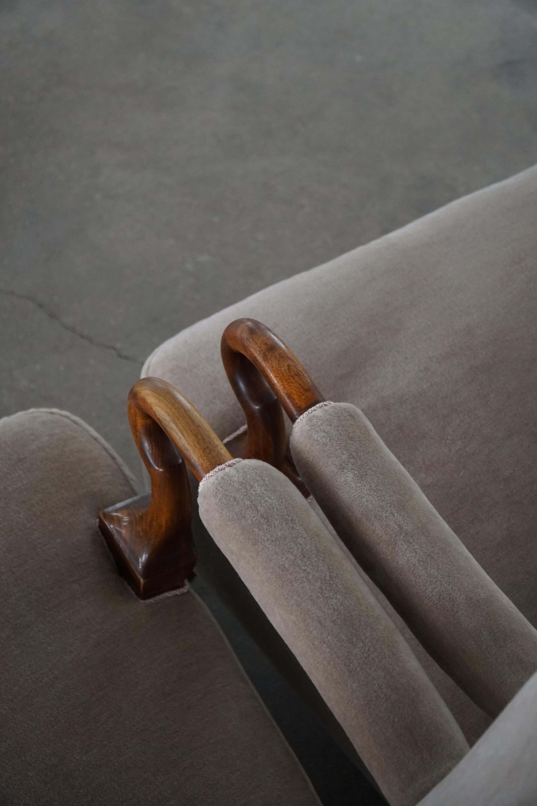 Pair Of Danish Antique Armchairs, Reupholstered In Velvet, Early 20th Century photo buy