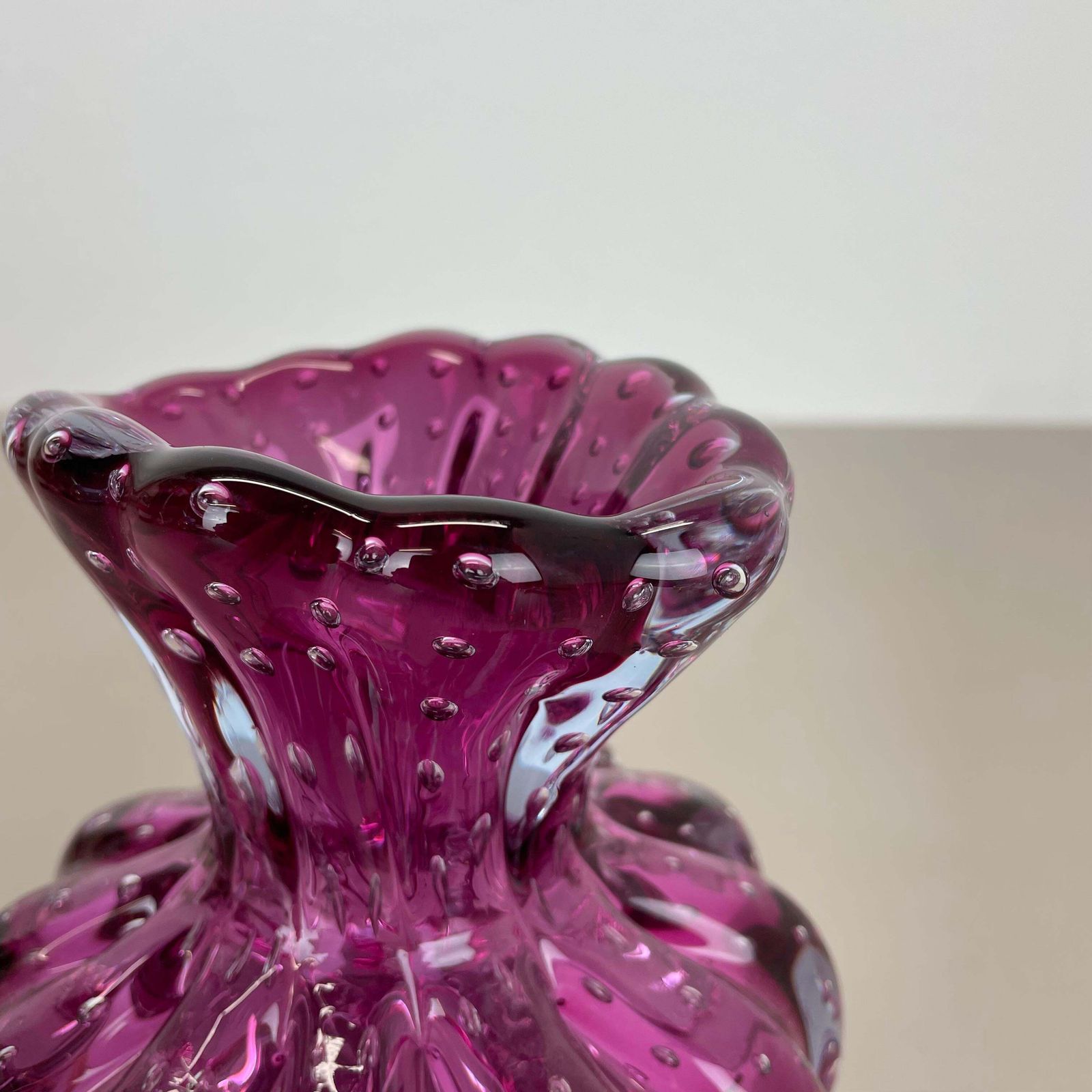 Home Decor Pink Murano Glass Vase Element Cordonato D'oro By Barovier And Toso, Italy 1970s photo