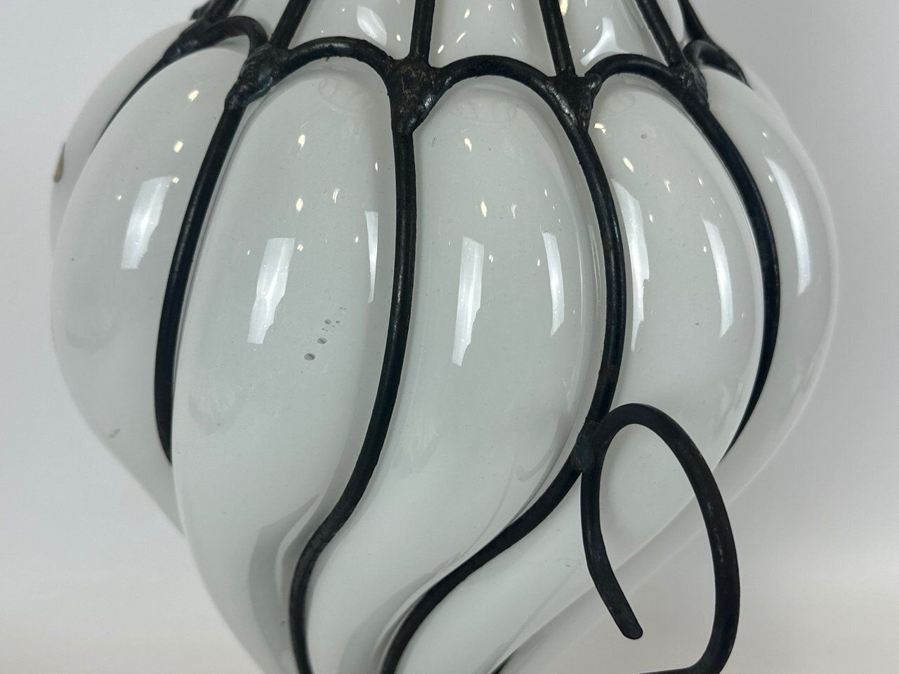 Large Caged Blown Glass Amphora Footed Vase By Leśna Huta, Poland, 1980s photo vintage
