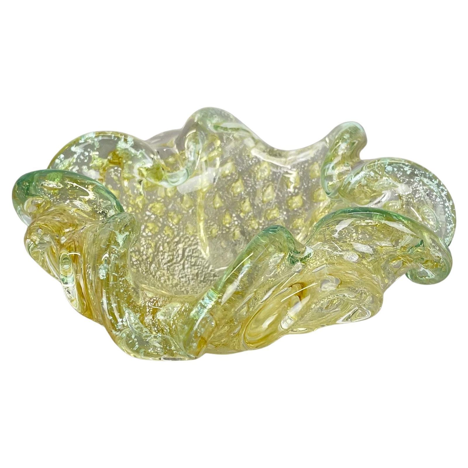 Murano Glass "Flakes" Bowl Element Shell Ashtray By Barovier + Toso, Italy, 1970