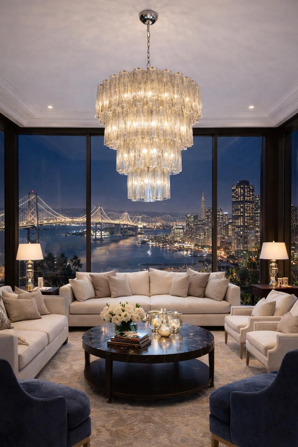 photo for sale Italian Chandelier In Smoket Murano Glass