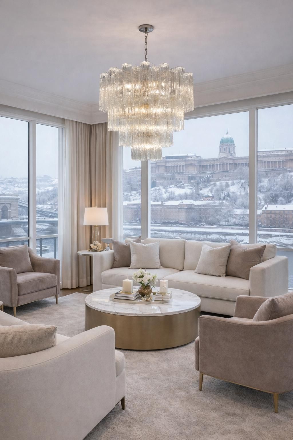 2414.0 Italian Chandelier In Transparent Murano Glass photo