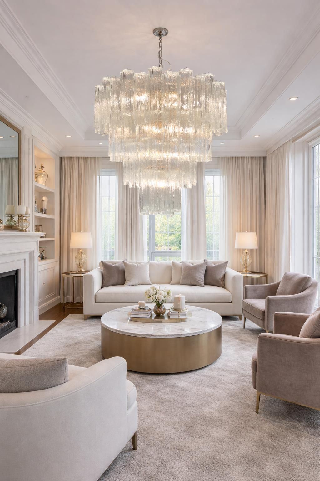 photo vinterior Italian Chandelier In Transparent Murano Glass
