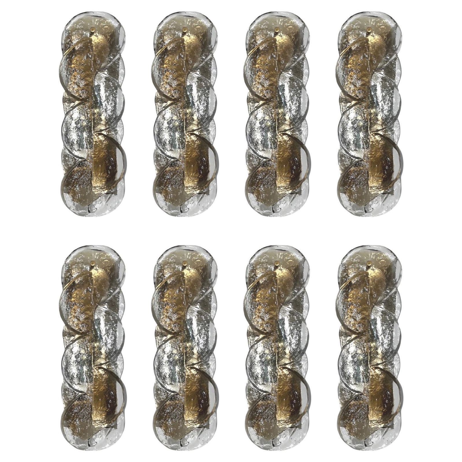 Austrian Mid Century Set Of Eight Murano "Citrus" Wall Sconces By Kalmar, 1970s