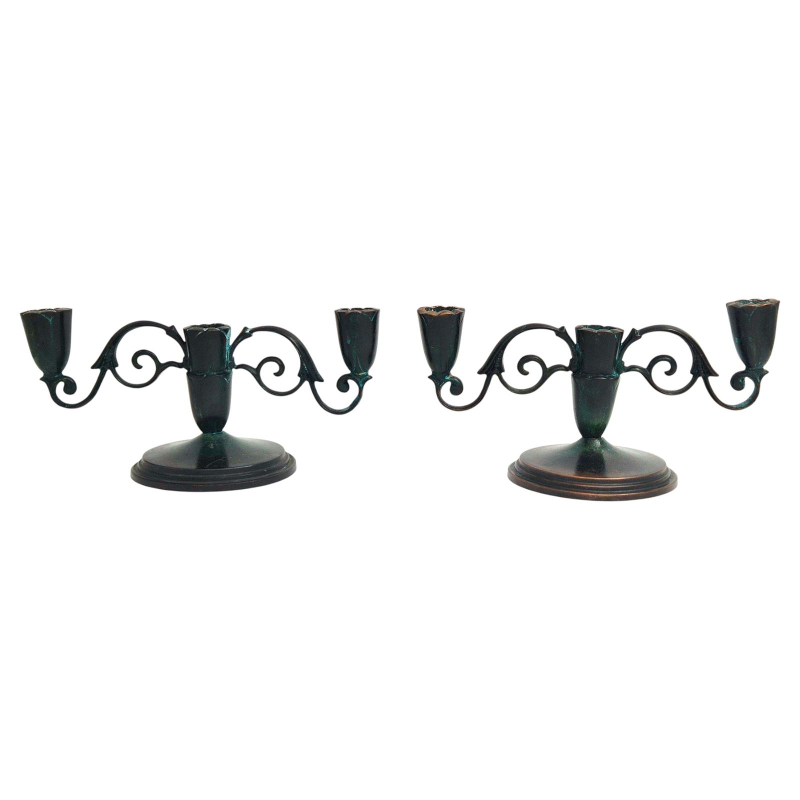 A Pair Of Rare Decorative Candelabras In Bronze, Danish Grace 1920/30s