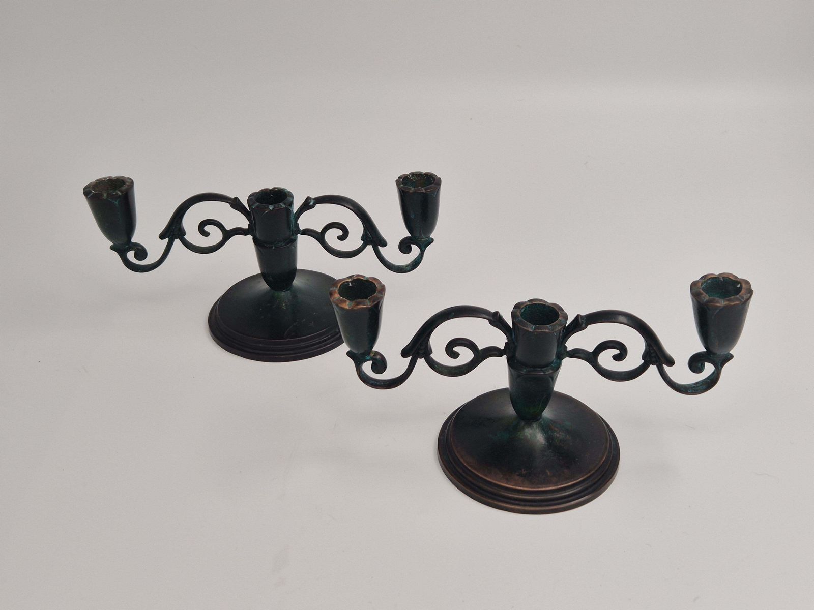 A Pair Of Rare Decorative Candelabras In Bronze, Danish Grace 1920/30s photo Home Decor