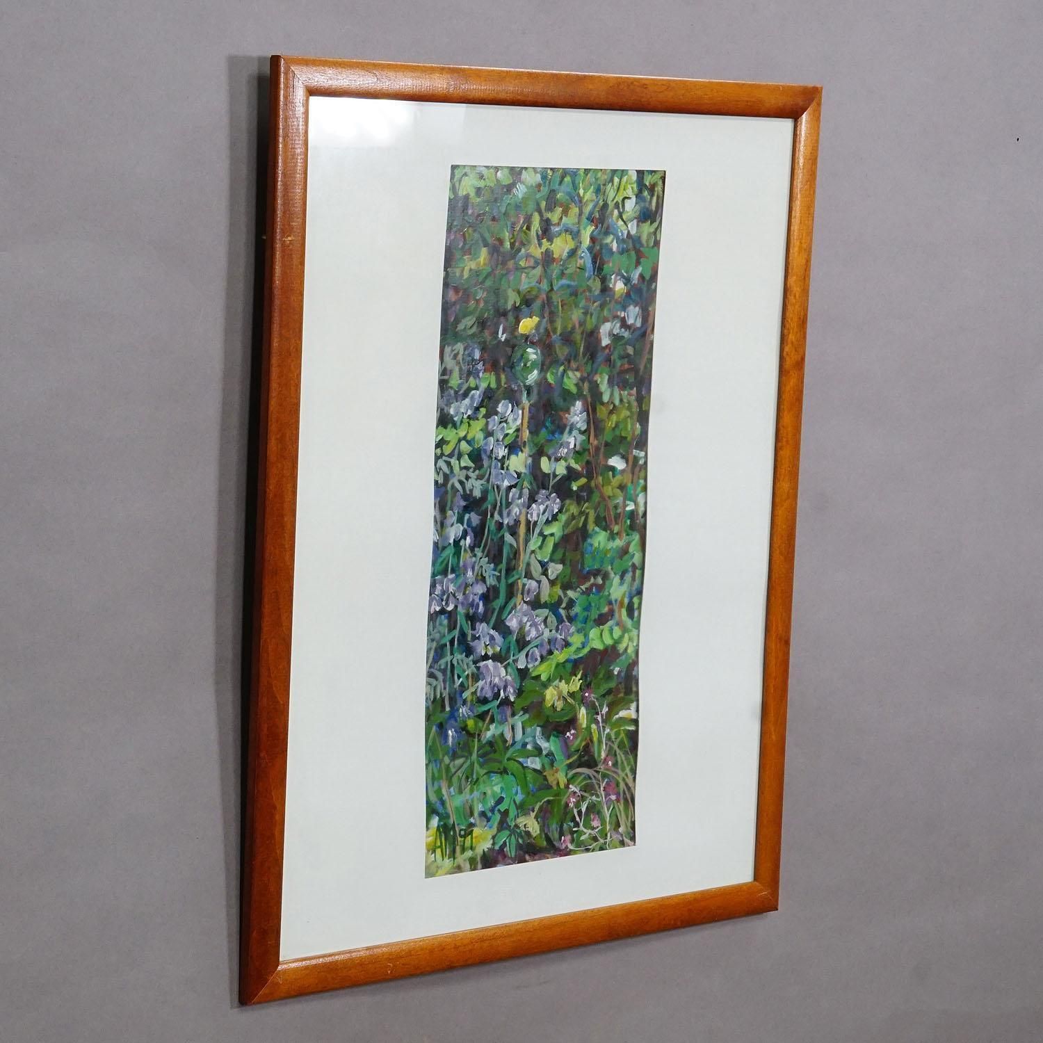 Bellflowers With Brimstone Butterfly Original Painting Alexander Michael 1991 photo for sale