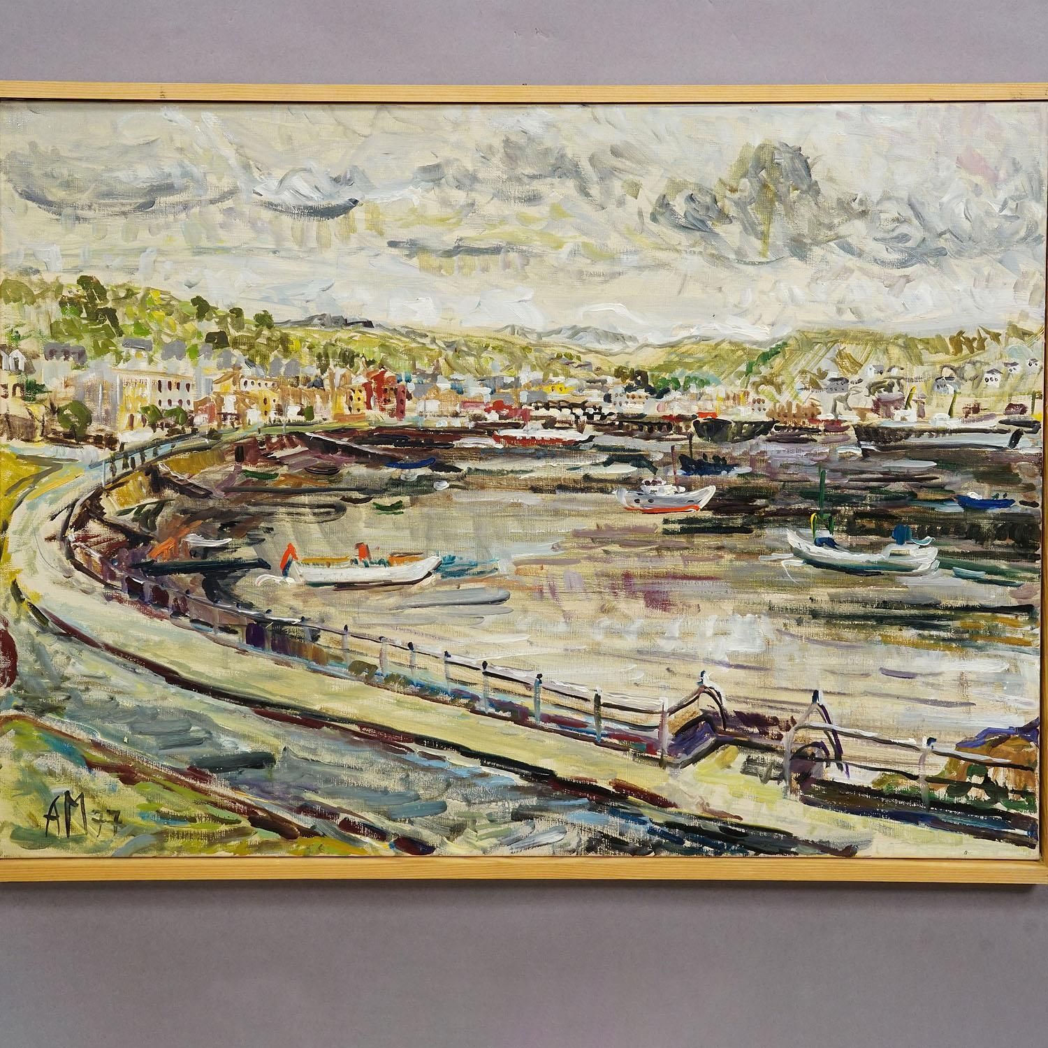 Harbor Of Oban, Scotland, 1977 – Oil Painting By Alexander Michael photo Art