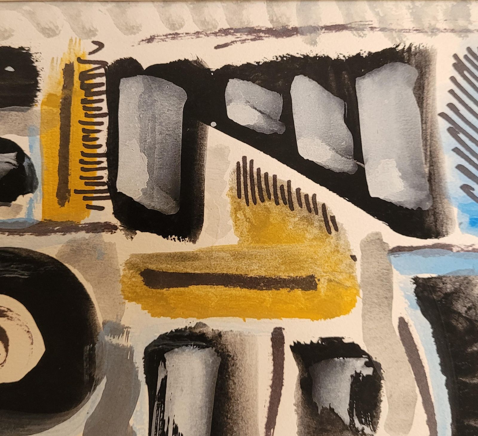 Mid Century Abstract Expressionist Gouache On Paper, Signed, 41x55 Cm From 1967 By Joseph Levin photo vintage