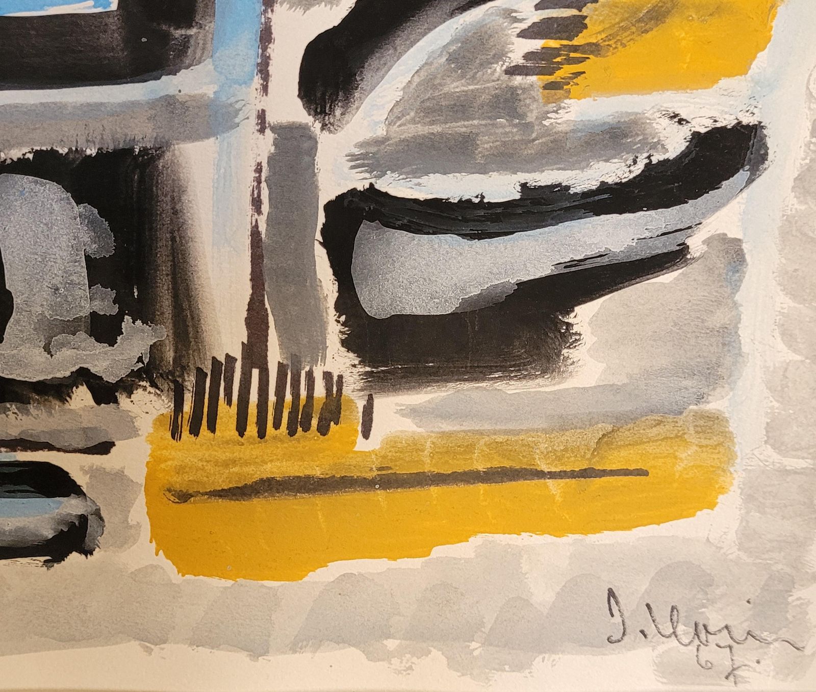photo for sale Mid Century Abstract Expressionist Gouache On Paper, Signed, 41x55 Cm From 1967 By Joseph Levin