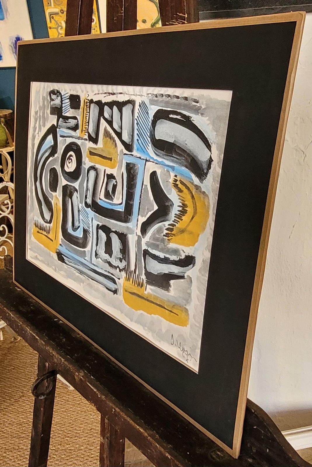 photo buy Mid Century Abstract Expressionist Gouache On Paper, Signed, 41x55 Cm From 1967 By Joseph Levin