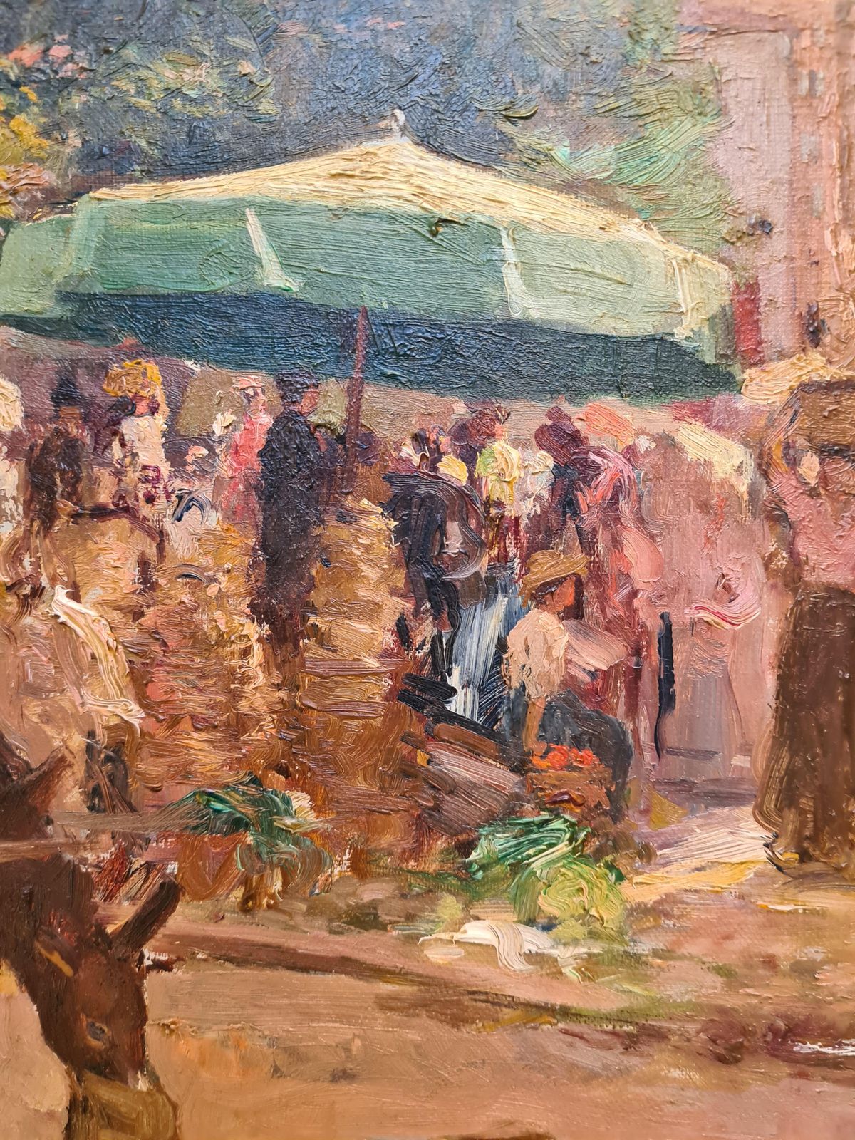 French Impressionist Oil On Canvas, 19th Century, Of A French Market By Joseph Faust photo Art