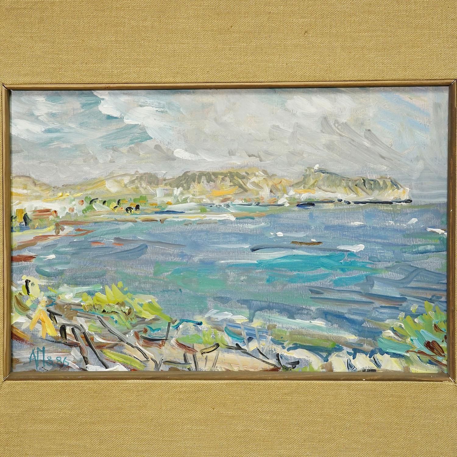 Alexander Michael Oil Painting Of A Coastal Landscape In Moreira, Spain 1986 photo Art