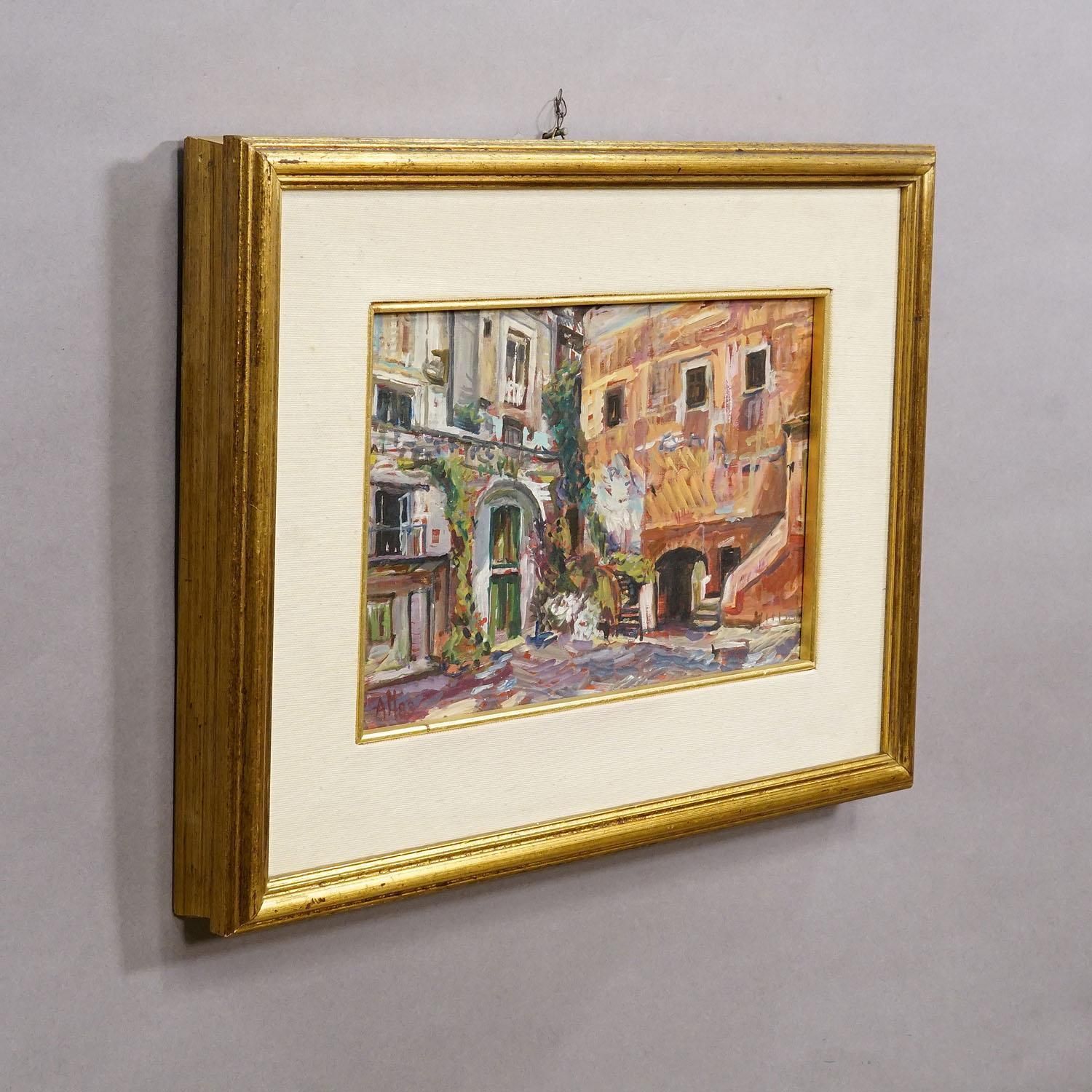 Alexander Michael Oil Painting Of The Marketplace In S. Felice Circeo, 1983 photo for sale