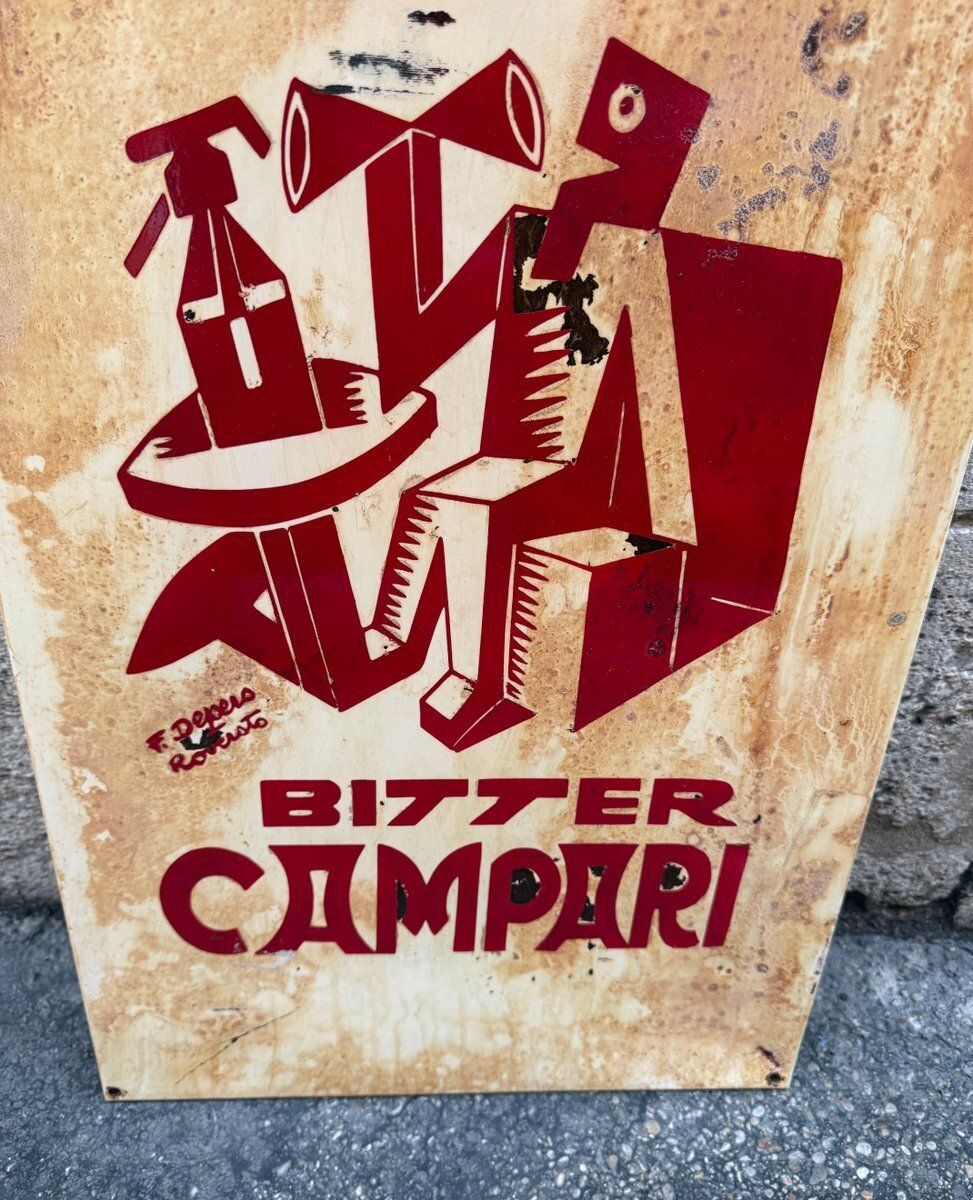Campari Advertising Sign From Davide Campari & C. Milan, 1920s photo vintage