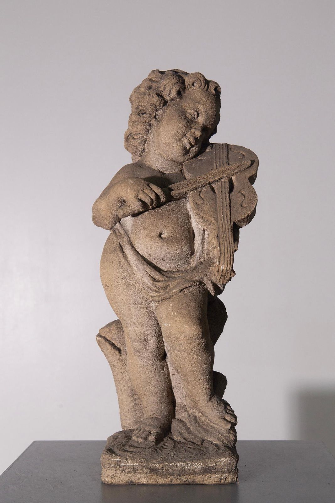 Elegant Italian Musical Cherub Statue In Stone For The Garden photo 1606.0