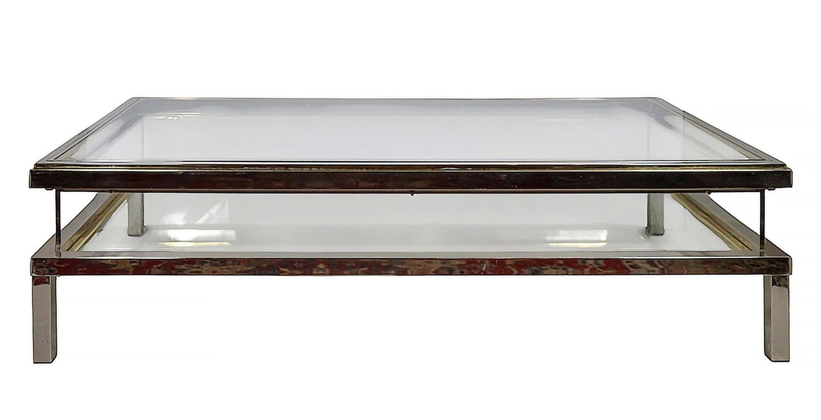 Large Mid Century Maison Jansen Design Brass And Glass Coffee Table, Showcase photo furniture