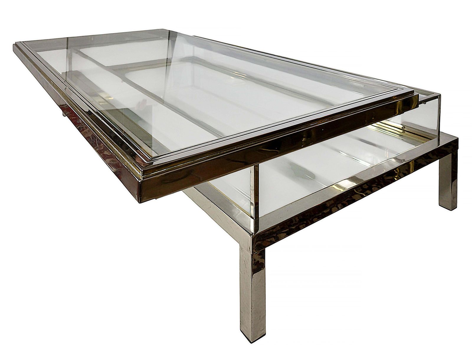 Large Mid Century Maison Jansen Design Brass And Glass Coffee Table, Showcase photo 4014.0