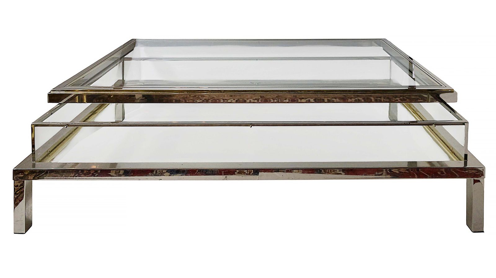 photo furniture Large Mid Century Maison Jansen Design Brass And Glass Coffee Table, Showcase
