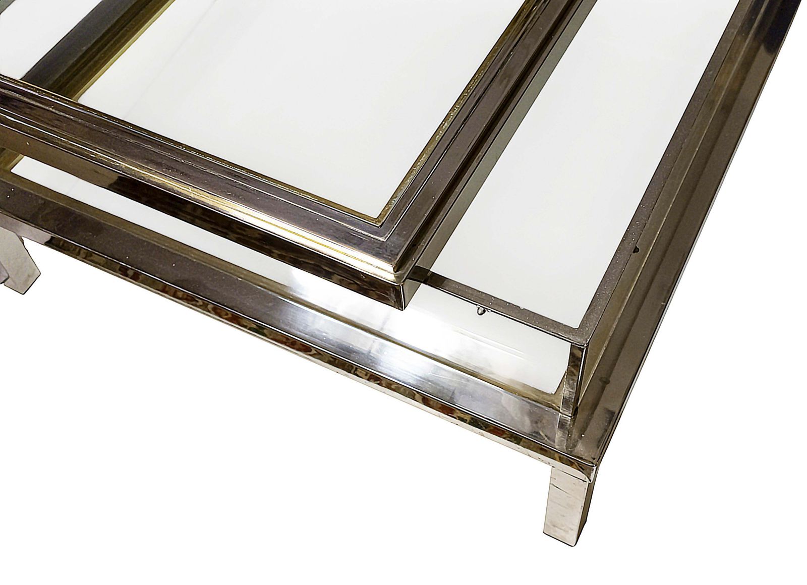 Furniture Large Mid Century Maison Jansen Design Brass And Glass Coffee Table, Showcase photo