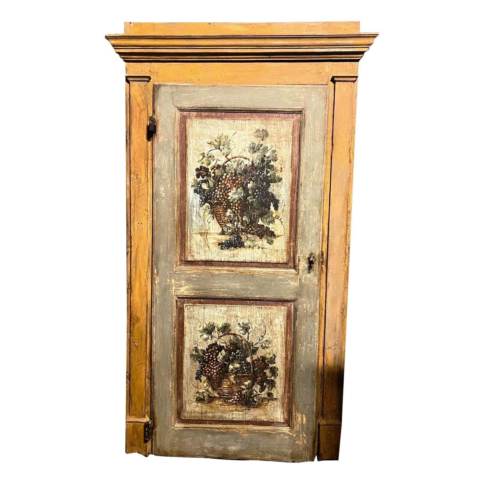 Hand Painted Interior Door, Yellow With Original Frame, Italy