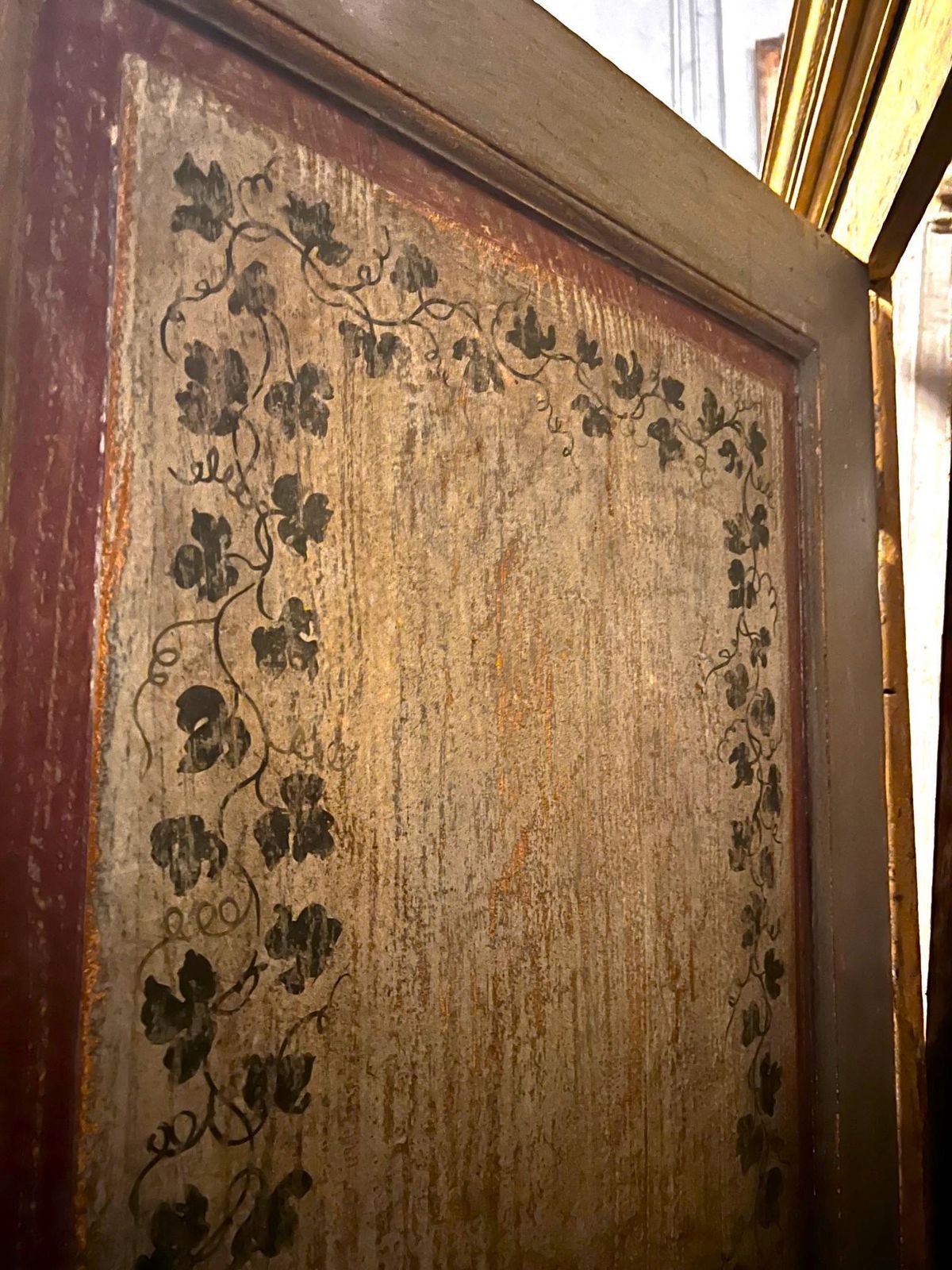 Hand Painted Interior Door, Yellow With Original Frame, Italy photo buy