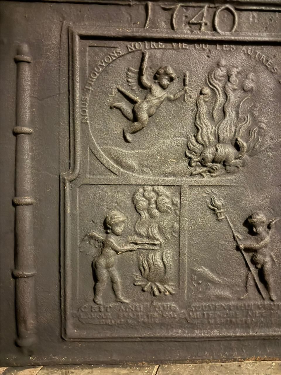 Cast Iron Fireplace Bottom Plate With Mythological Figures, Italy photo 1341.0