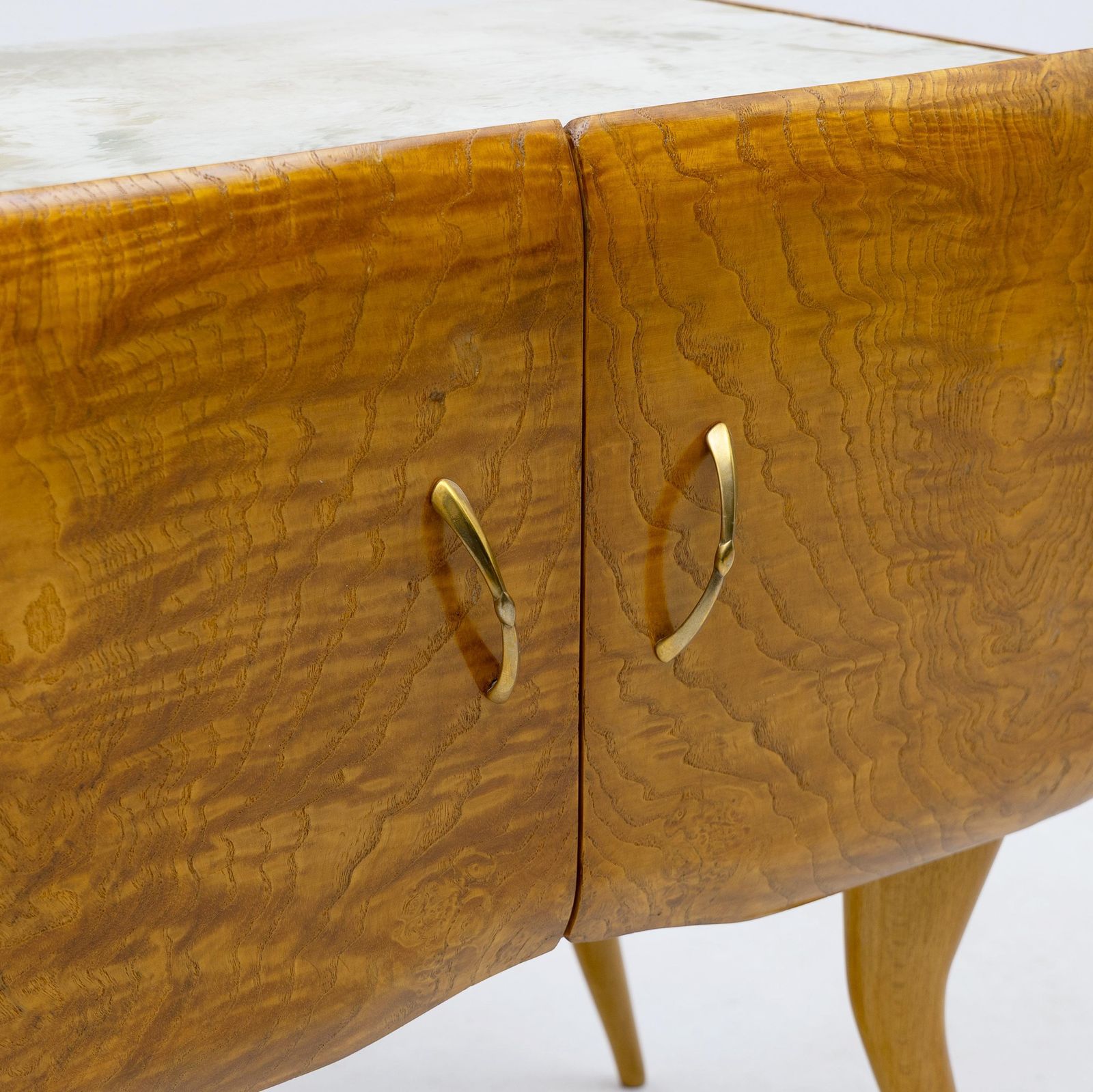 Pair Of Mid Century Style Beech And Chestnut Burl Bedside Tables, 1950s photo vintage