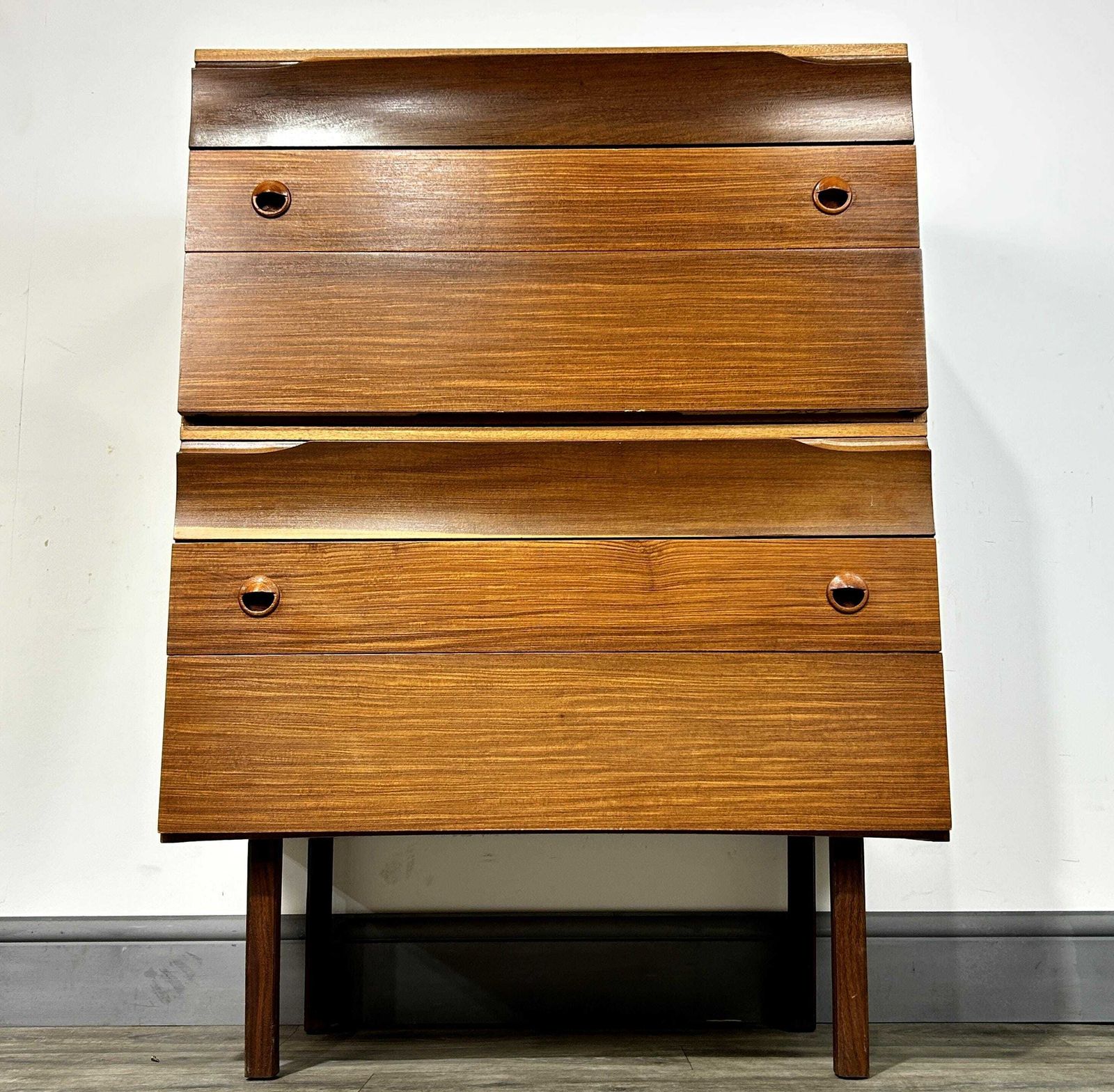 Furniture Superb Mid Century Teak Tallboy Chest Of 6 Drawers Durable Suites 1960's photo