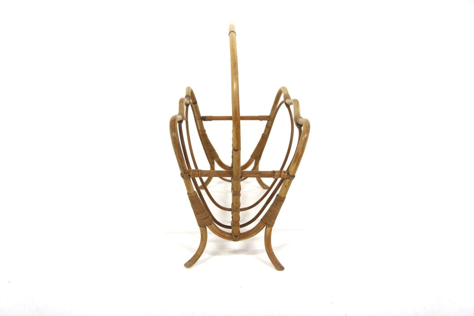 Scandinavian Rattan Magazine Rack, Sweden, 1950s photo for sale