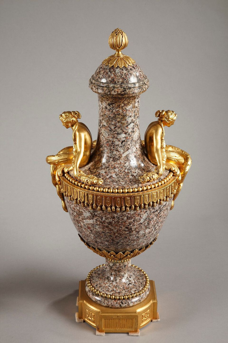 Pair Of Louis XVI Style Vases, In Ural Granite And Gilt Bronze photo furniture