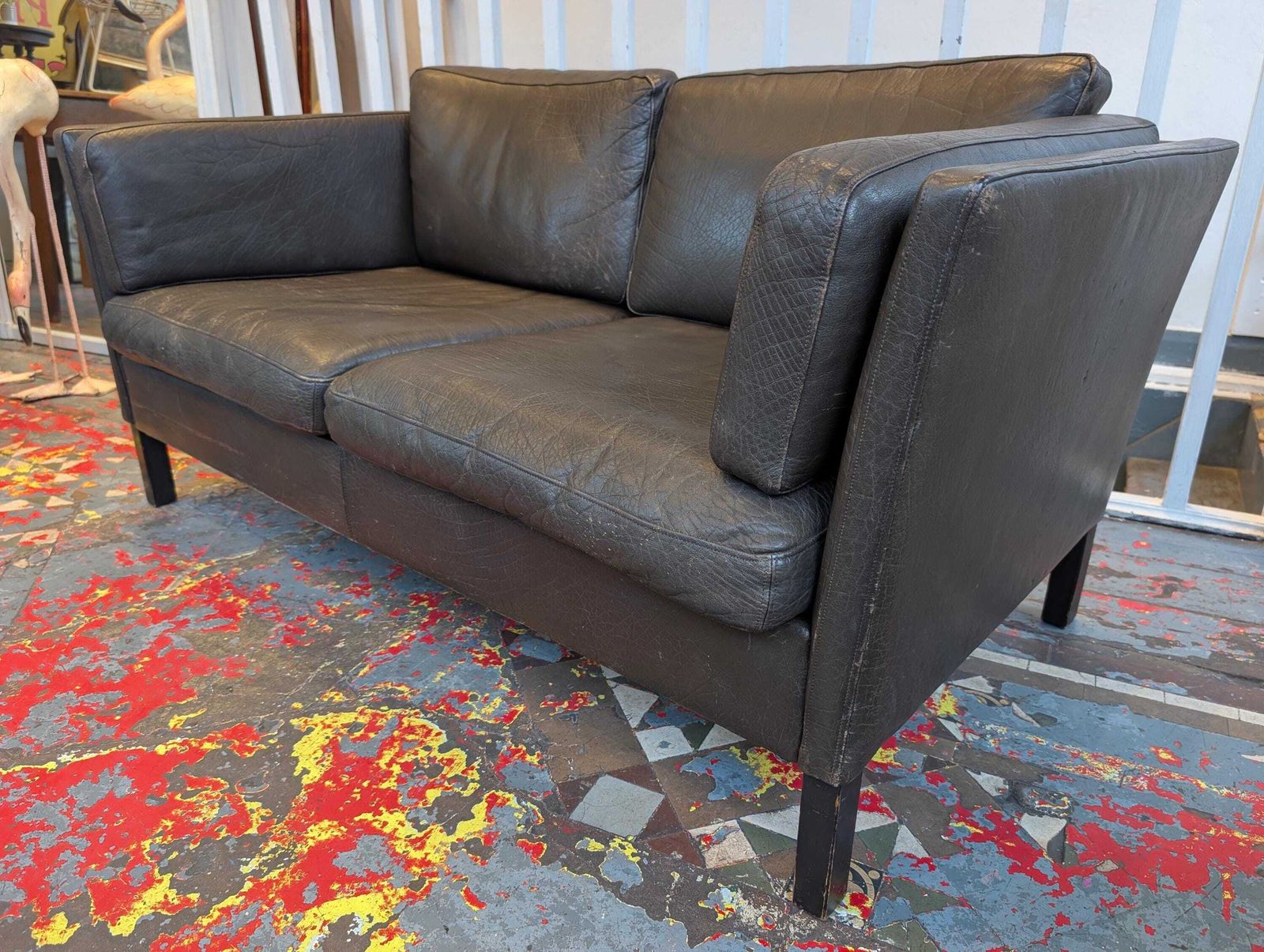 1970s Mid Century Danish Leather Two Seater Sofa. photo furniture